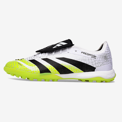 Chuteira Society Adidas Predator Elite Fold-Over Tongue TF - Branca, Preta e Verde - vista frontal