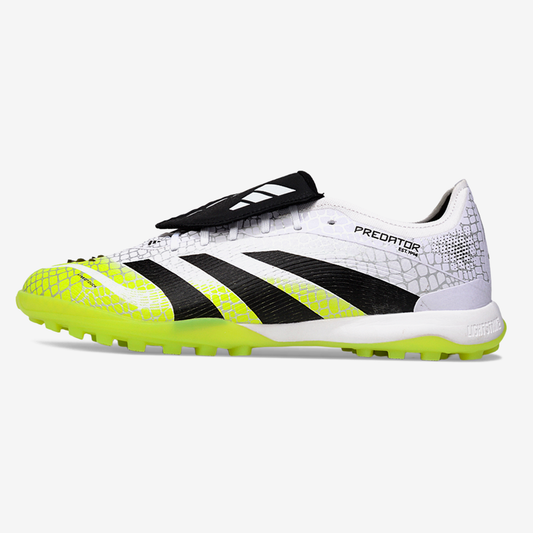 Chuteira Society Adidas Predator Elite Fold-Over Tongue TF - Branca, Preta e Verde - vista frontal