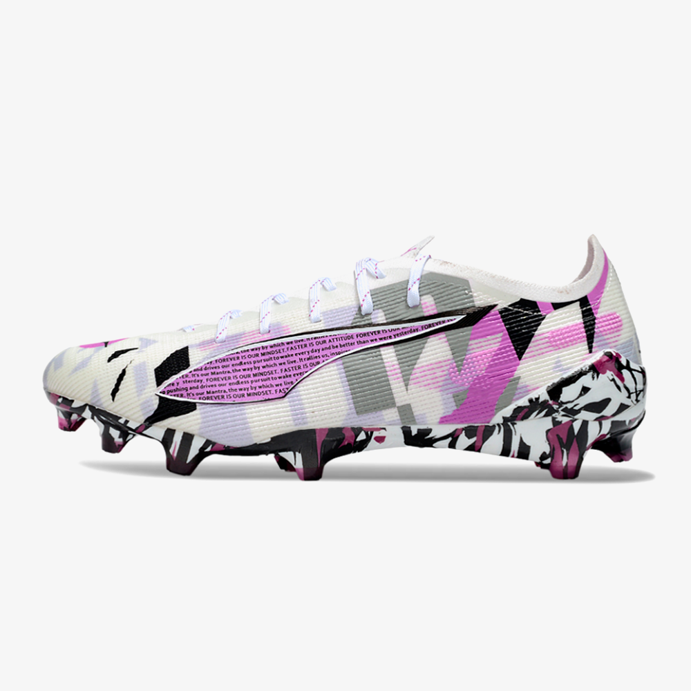 Puma Ultra 5 Ultimate FG - Branca e Roxa - vista frontal