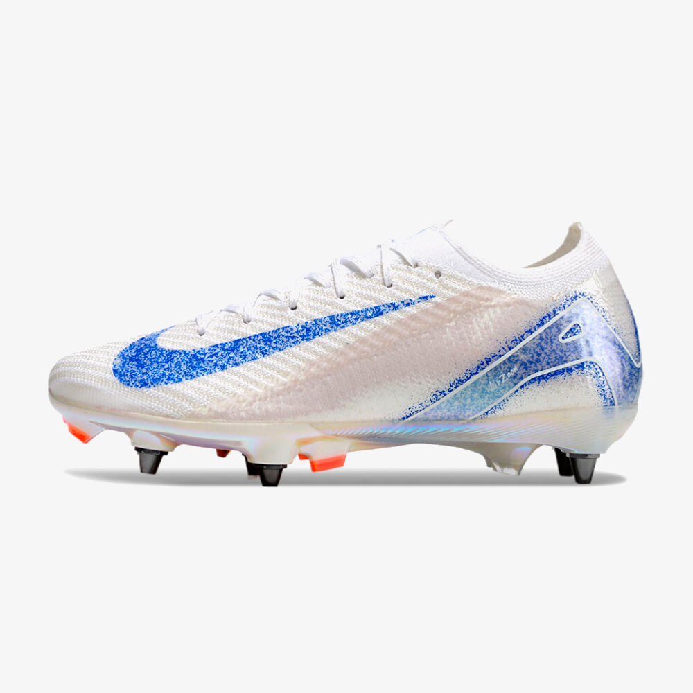Chuteira Nike Air Zoom Mercurial Vapor 16 Elite SG - Branca e Azul - vista frontal