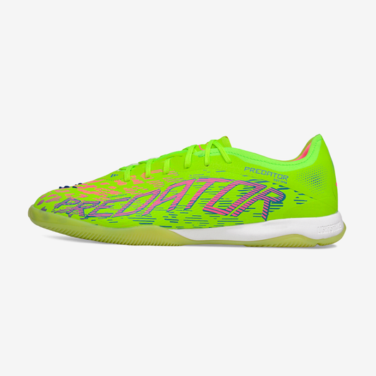 Tênis Futsal Adidas Predator Elite Fold-Over Tongue IC - Verde, Rosa e Roxa - vista frontal