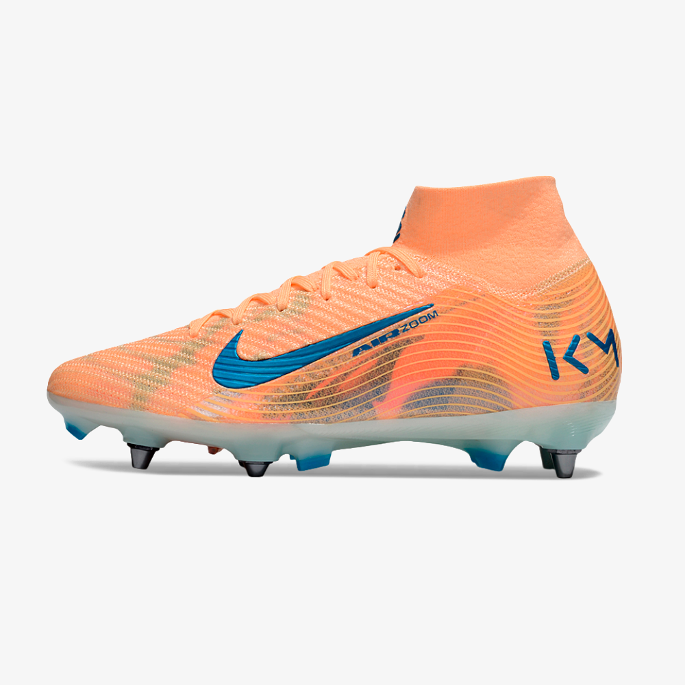 Chuteira Nike Zoom Mercurial SuperFly 10 Elite SG - Laranja e Azul - vista frontal