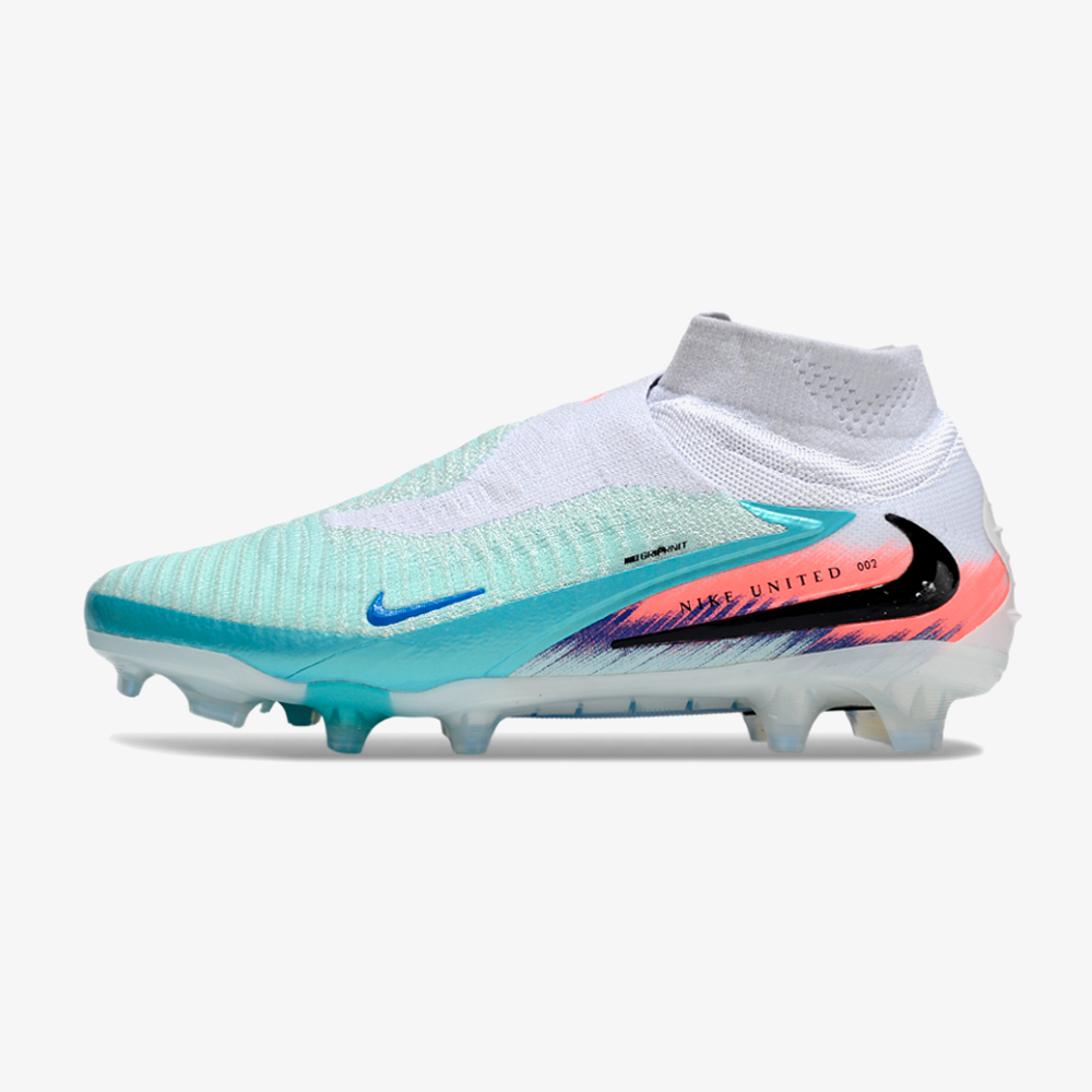 Chuteira Nike Phantom 6 Elite FG - Azul, Cinza e Rosa - vista frontal