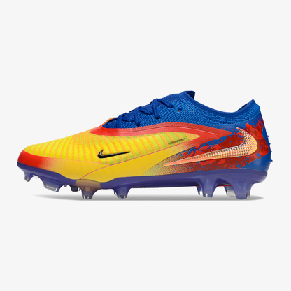 Chuteira Nike Phantom 6 Edição Especial Haaland Elite  FG - Azul, Amarela e Vermelha - vista frontal