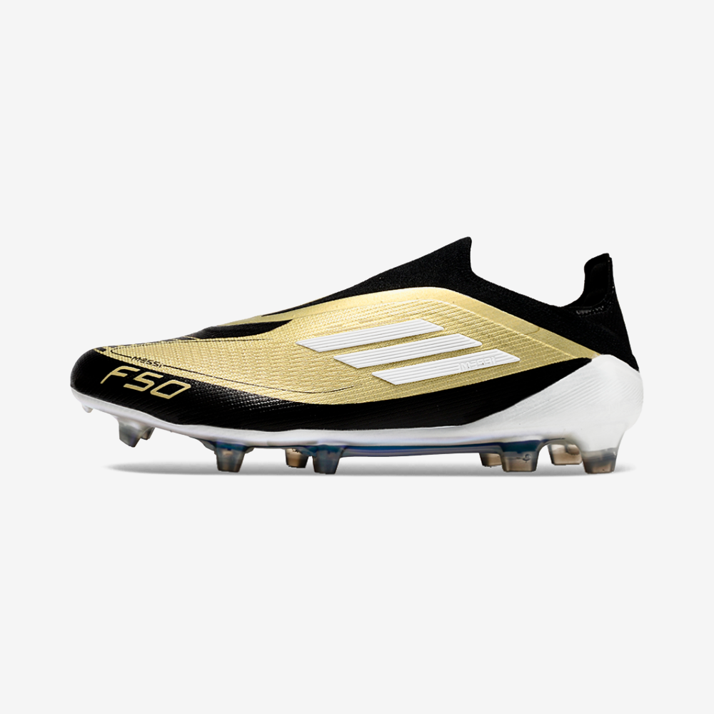 Chuteira Adidas F50 LL FG - Dourada e Branca - vista frontal