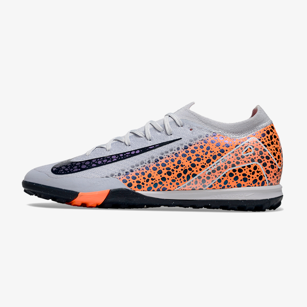 Chuteira Society Nike Air Zoom Mercurial Vapor 16 Elite TF - Cinza e Laranja - vista frontal