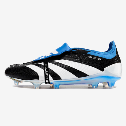 Chuteira Adidas Predator Elite Tongue FG - Preta, Branca e Azul - vista frontal