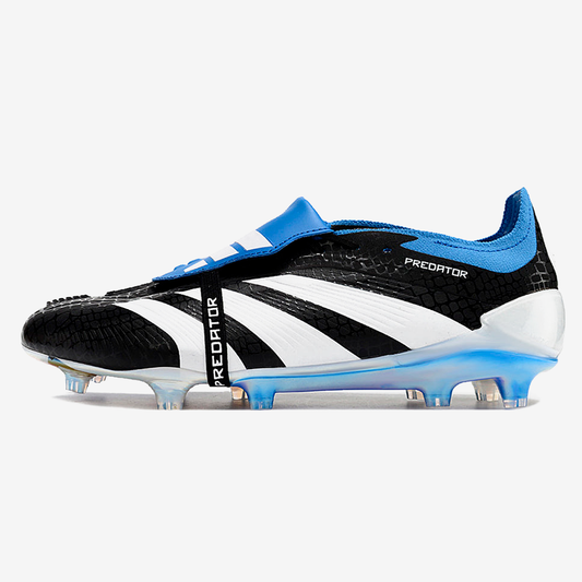 Chuteira Adidas Predator Elite Tongue FG - Preta, Branca e Azul - vista frontal