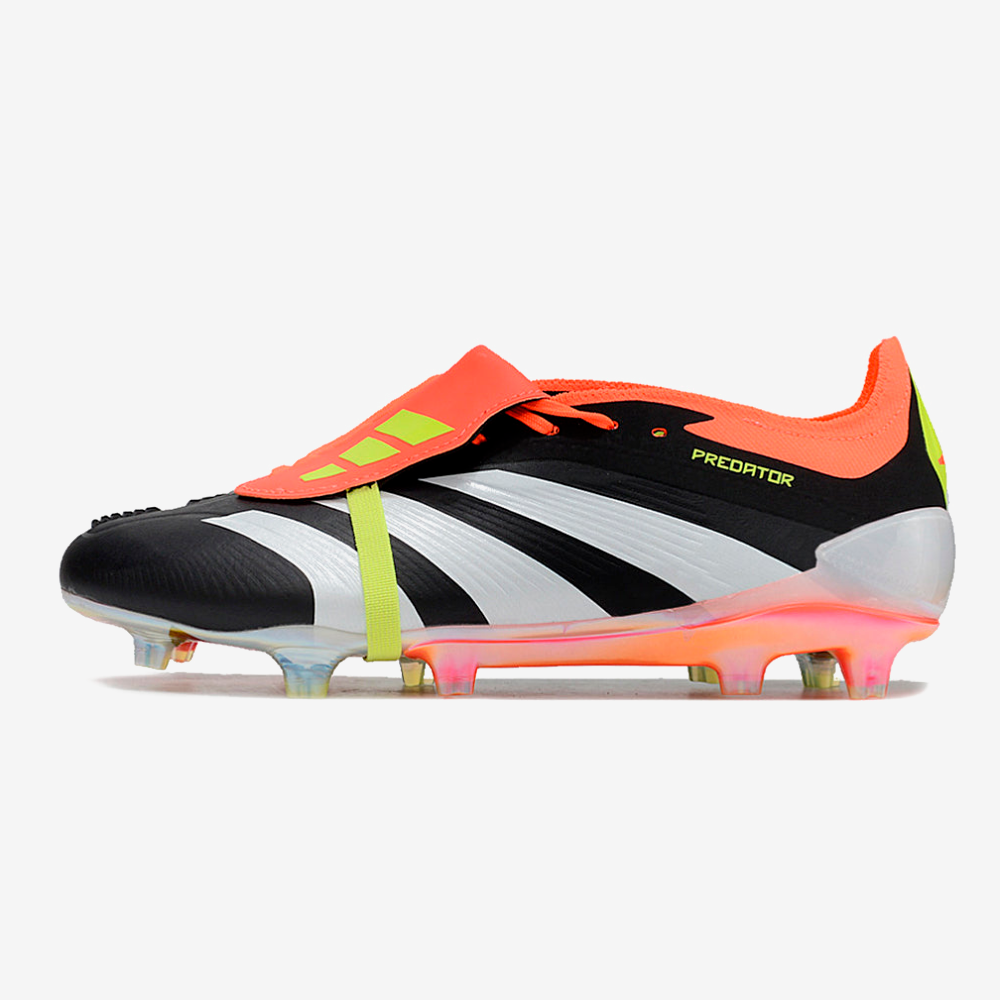 Chuteira Adidas Predator Elite Tongue FG - Preta, Branca e Laranja - vista frontal