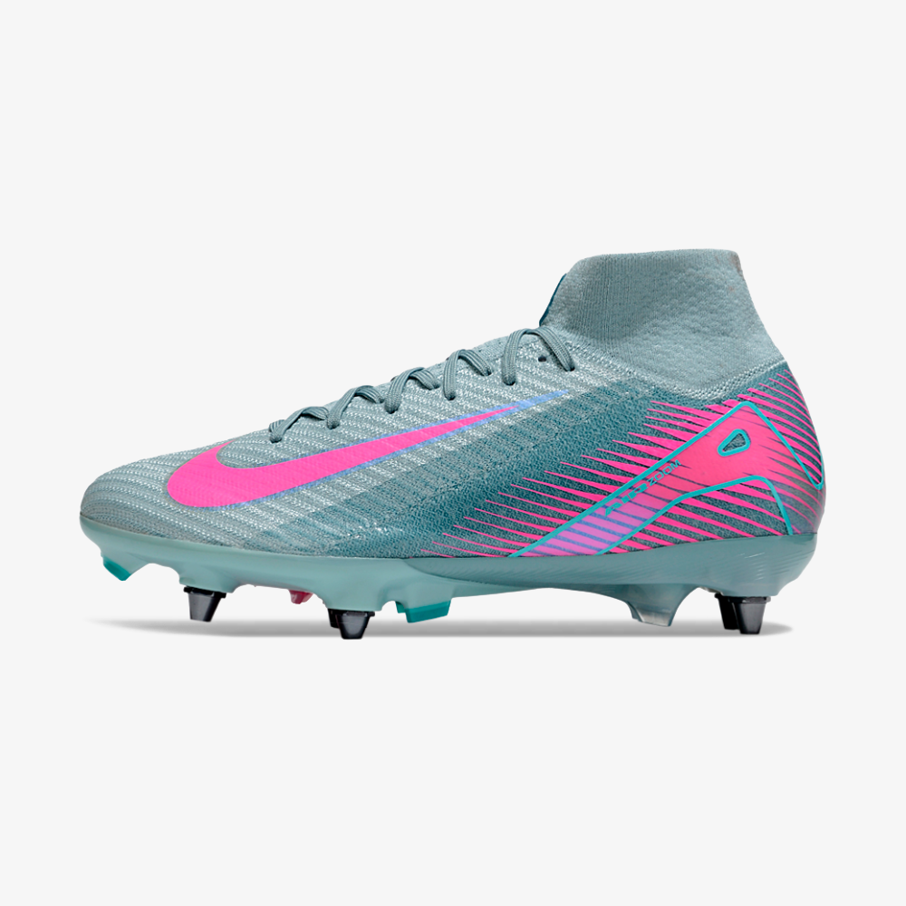 Chuteira Nike Zoom Mercurial SuperFly 10 Elite SG - Azul e Rosa - vista frontal