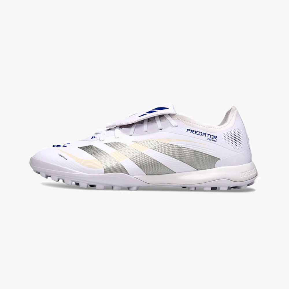 Chuteira Society Adidas Predator Elite Fold-Over Tongue TF - Branca e Prata - vista frontal