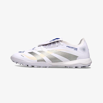 Chuteira Society Adidas Predator Elite Fold-Over Tongue TF - Branca e Prata - vista frontal