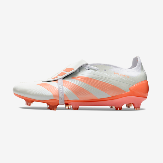 Chuteira Adidas Predator Elite Tongue FG - Branca e Salmão - vista frontal
