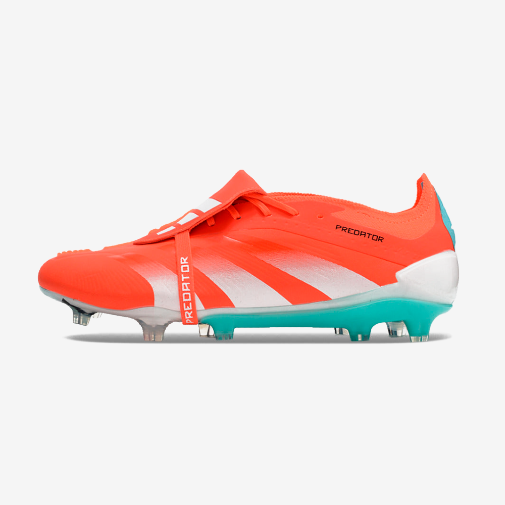 Chuteira Adidas Predator Elite Tongue FG - Laranja e Ciano - vista frontal