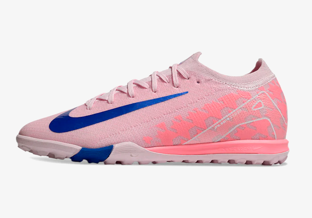 Chuteira Society Nike Air Zoom Mercurial Vapor 16 Elite TF - Rosa e Azul - vista traseira