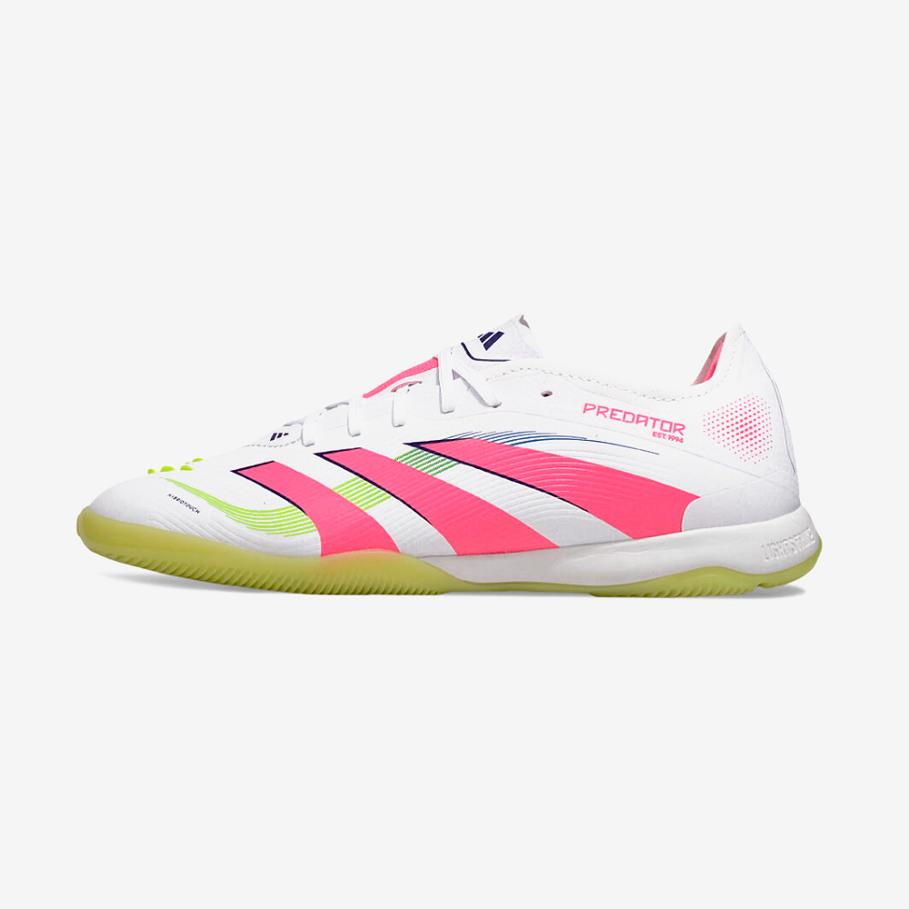 Tênis Futsal Adidas Predator Elite Fold-Over Tongue IC - Branca, Verde, Rosa e Roxa - vista frontal