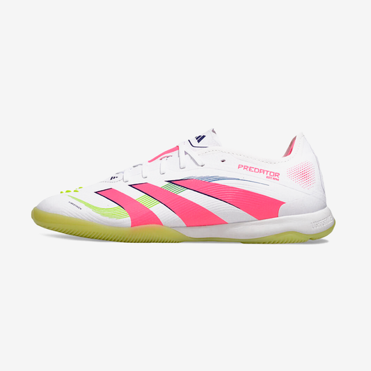 Tênis Futsal Adidas Predator Elite Fold-Over Tongue IC - Branca, Verde, Rosa e Roxa - vista frontal