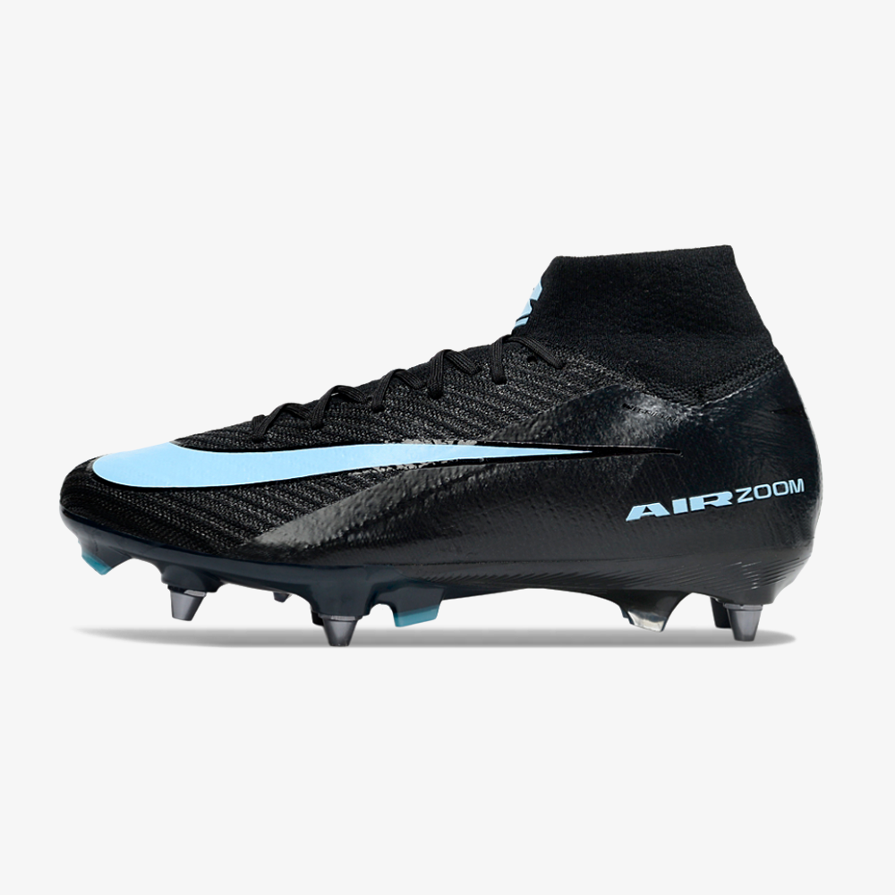 Chuteira Nike Zoom Mercurial SuperFly 10 Elite SG - Preta e Azul - Shadow Pack - vista frontal