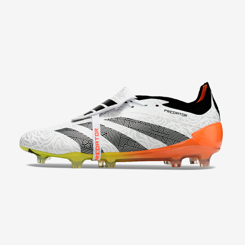 Chuteira Adidas Predator Elite Tongue FG - Branca e Laranja - vista frontal