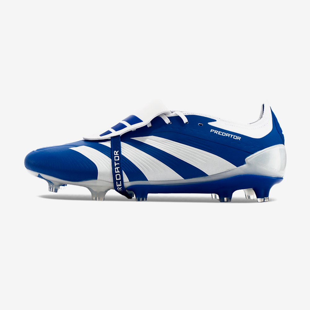 Chuteira Adidas Predator Elite Tongue FG - Azul e Branca - vista frontal