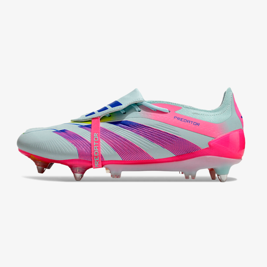 Adidas Predator Elite Fold-Over Tongue SG - Branca, Rosa e Roxa - vista frontal