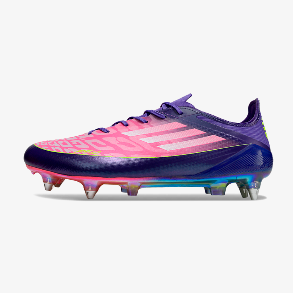 Chuteira Adidas F50 Lamine Yamal Elite SG - Rosa e Roxa - vista frontal