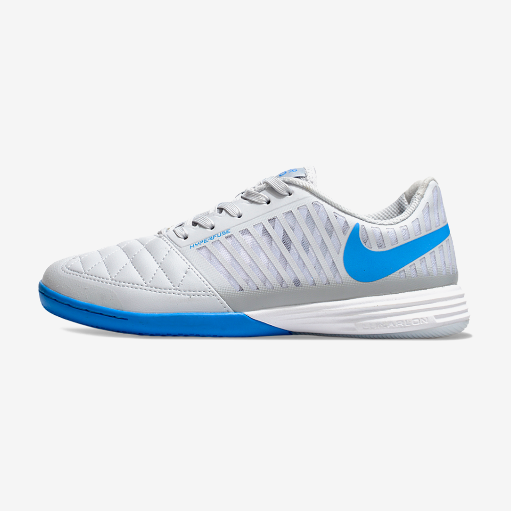 Tênis Futsal Nike Lunar Gato IC - Cinza e Azul - vista frontal