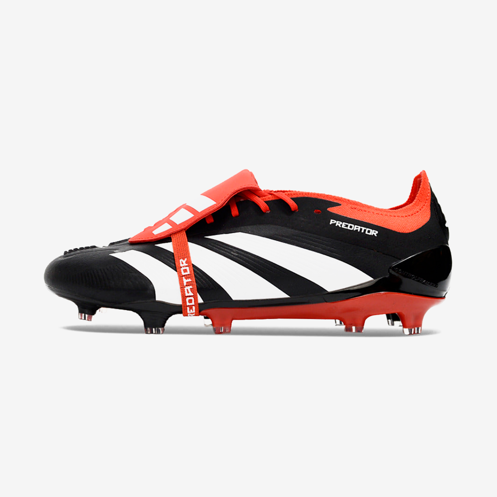 Chuteira Adidas Predator Elite Tongue FG - Preta, Branca e Laranja - vista frontal