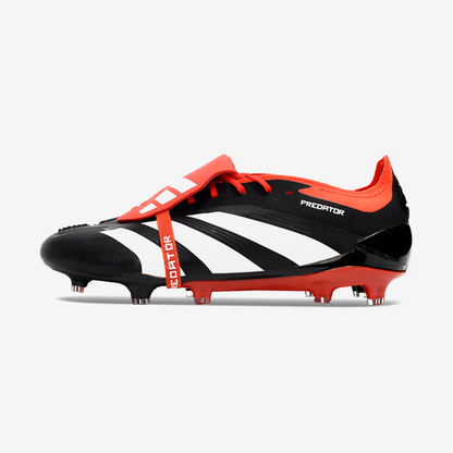 Chuteira Adidas Predator Elite Tongue FG - Preta, Branca e Laranja - vista frontal