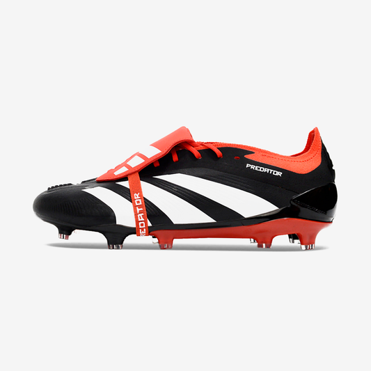 Chuteira Adidas Predator Elite Tongue FG - Preta, Branca e Laranja - vista frontal