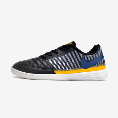 Tênis Futsal Nike Lunar Gato IC - Preta, Azul e Dourada - vista frontal