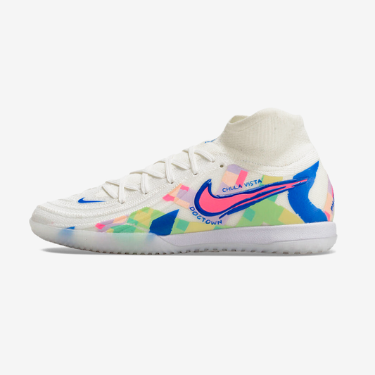 Tênis Futsal Nike Phantom Luna IC - Branca, Azul e Rosa - vista frontal