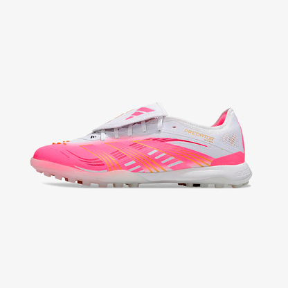 Chuteira Society Adidas Predator Elite Fold-Over Tongue TF - Branca e Rosa - vista frontal