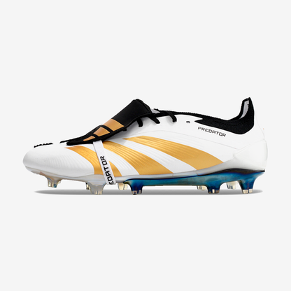 Chuteira Adidas Predator Elite Tongue FG - Branca e Dourada - vista frontal