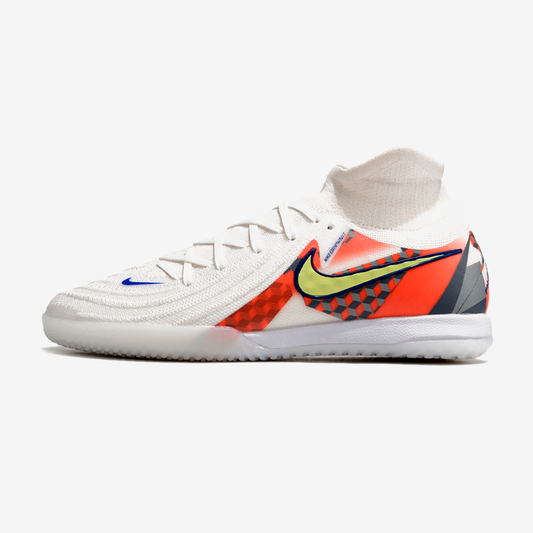 Tênis Futsal Nike Phantom Luna IC - Branca, Cinza e Laranja - vista frontal