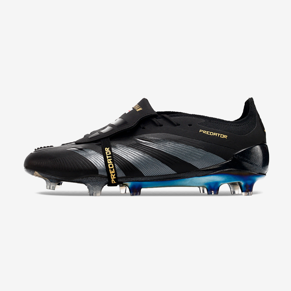 Chuteira Adidas Predator Elite Tongue FG - Preta e Azul - vista frontal
