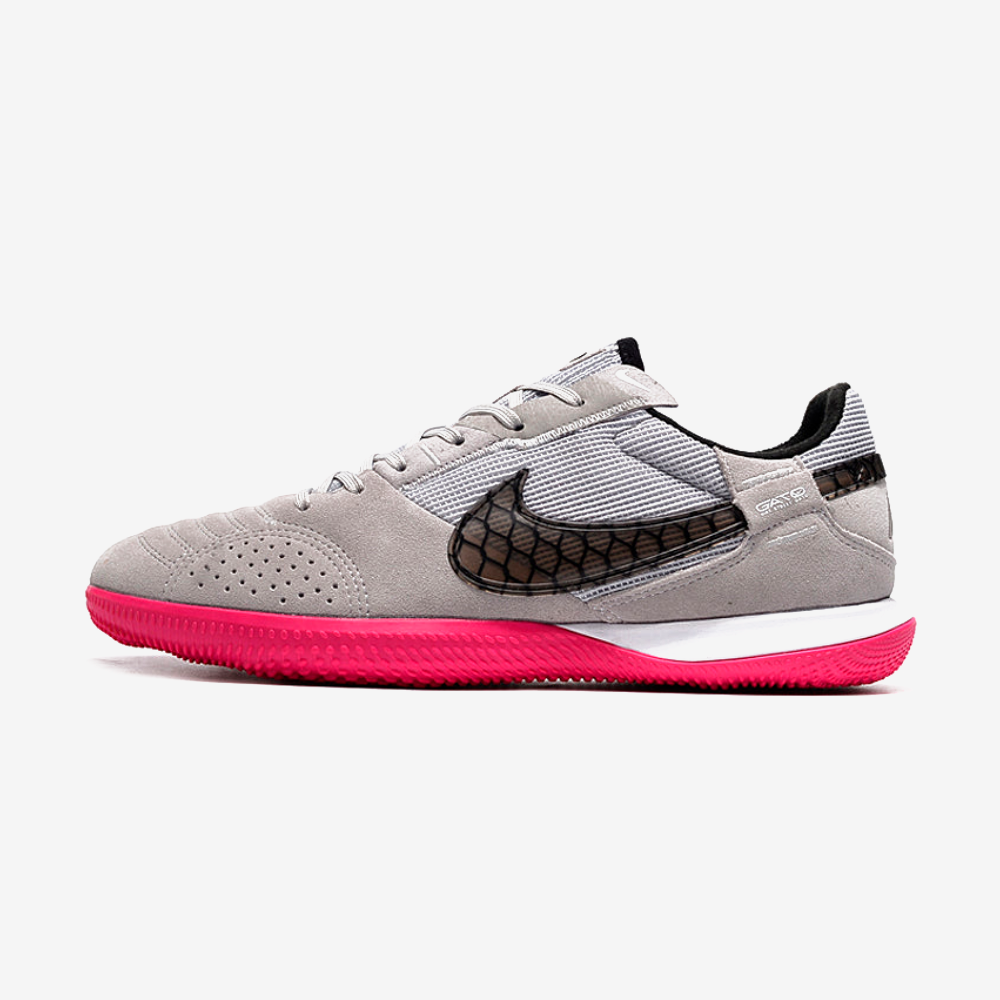 Tênis Futsal Nike Street Gato IC - Cinza, Rosa e Preta - vista frontal