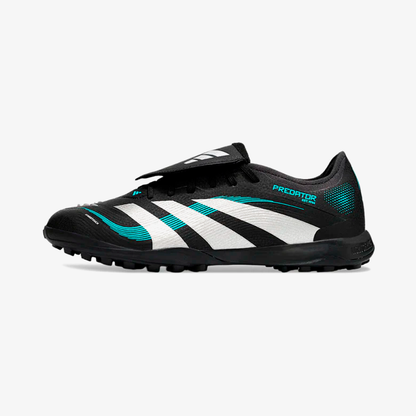 Chuteira Society Adidas Predator Elite Fold-Over Tongue TF - Preta, Prata e Azul - vista frontal