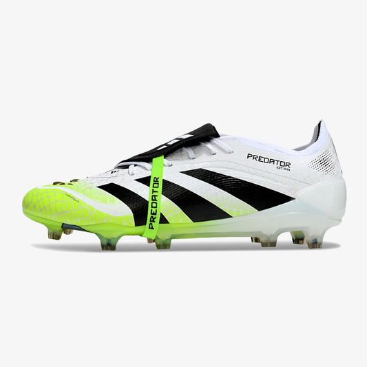Chuteira Adidas Predator Elite Fold-Over Tongue FG - Branca, Verde e Preta - Radiant Blaze Pack - vista frontal