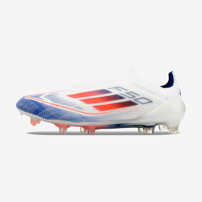 Chuteira Adidas F50 LL FG - Branca, Laranja e Azul - vista frontal