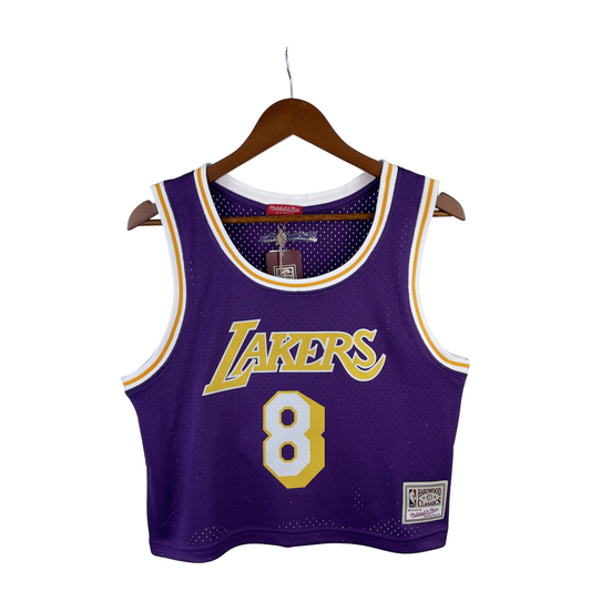 Regata Cropped Los Angeles Lakers Mitchell & Ness Hardwood Classics Roxa - imagem 1