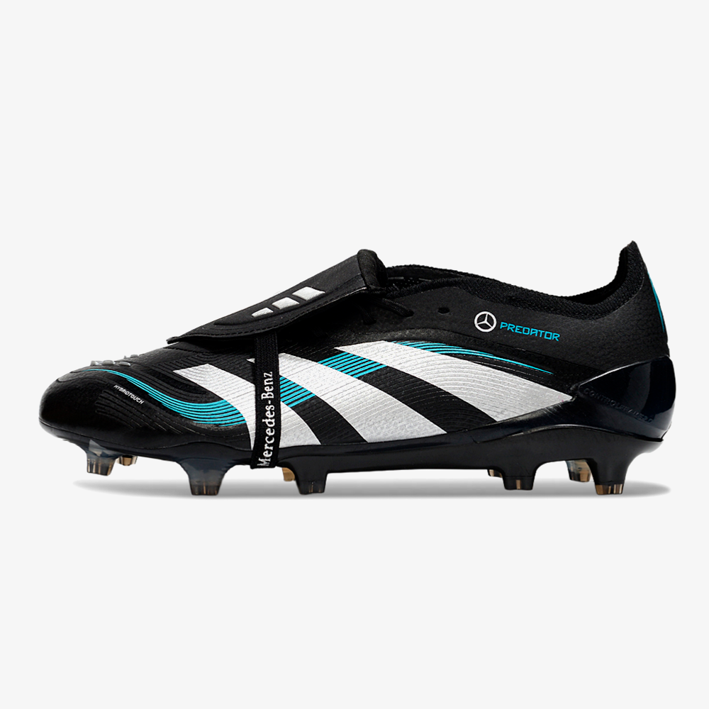 Chuteira Adidas Predator Elite Fold-Over Tongue FG - Preta, Branca e Azul - vista frontal