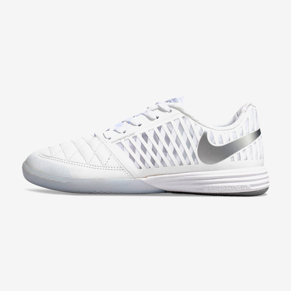 Tênis Futsal Nike Lunar Gato IC - Branca e Prata - vista frontal
