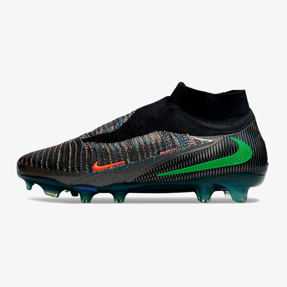 Chuteira Nike Phantom 6 Elite FG - Preto e Verde - EA FC - vista frontal