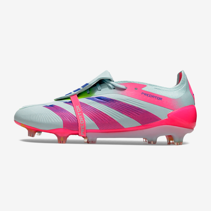 Chuteira Adidas Predator Elite Tongue FG - Branca e Rosa - vista frontal