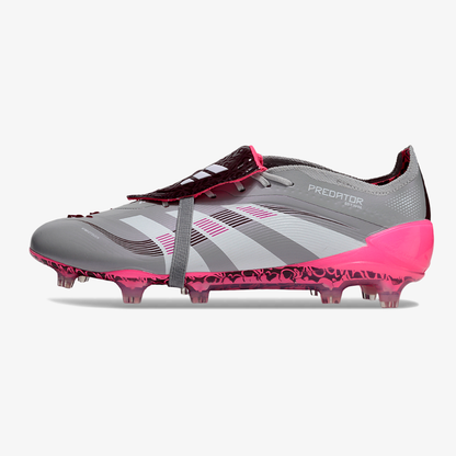 Chuteira Adidas Predator Elite Fold-Over Tongue FG - Cinza, Rosa e Branca - vista frontal