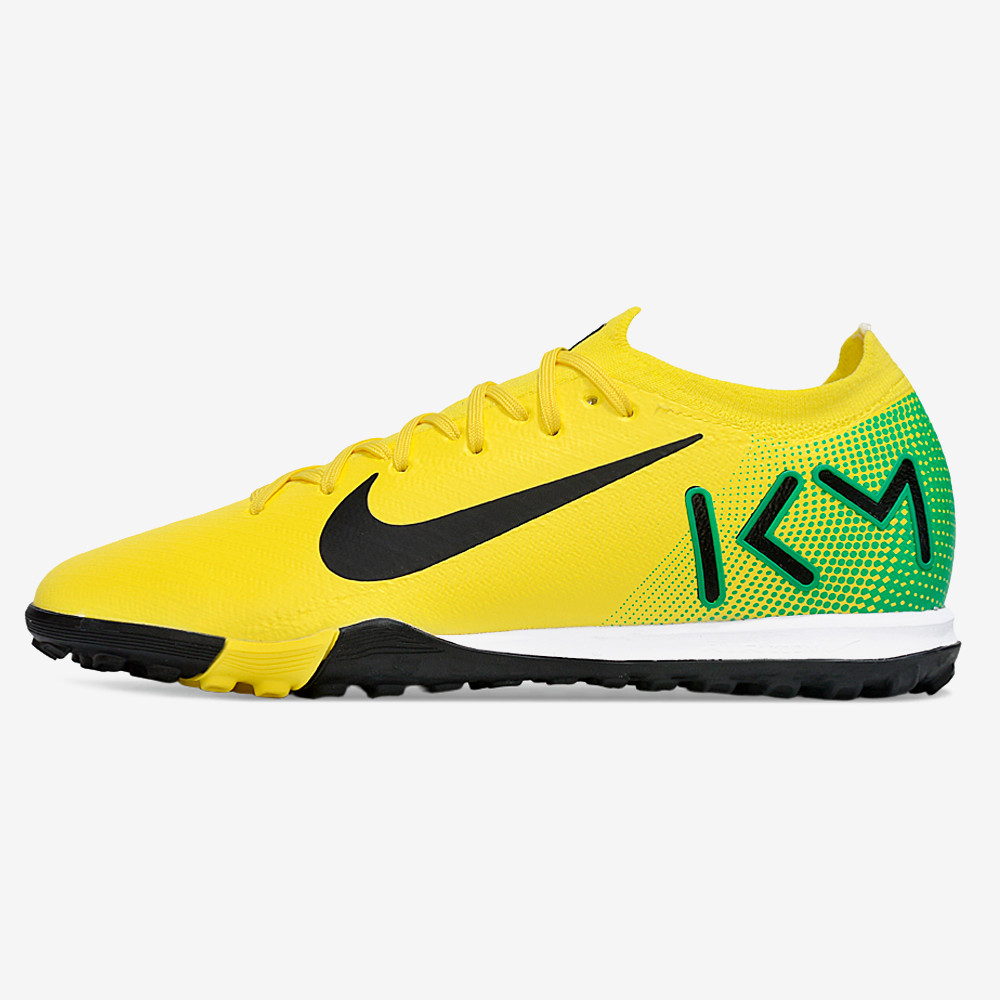 Chuteira Society Nike Air Zoom Mercurial Vapor 16 Killian Mbappe Elite TF - Amarela, Verde e Preta - vista frontal