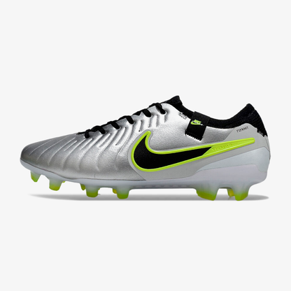 Nike Tiempo Legend 10 Elite FG - Prata e verde - vista frontal