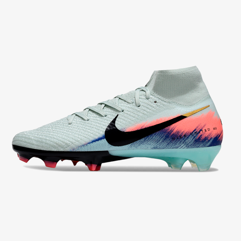 Chuteira Nike Air Zoom Mercurial Superfly 10 Elite FG - Branca, Rosa e Azul - vista frontal