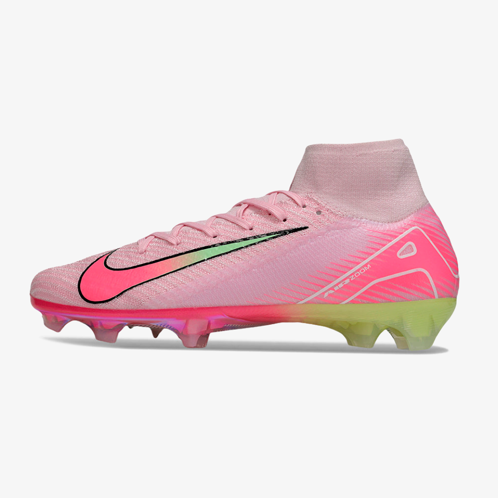 Chuteira Nike Air Zoom Mercurial Superfly 10 Elite FG - Rosa e Verde - vista frontal